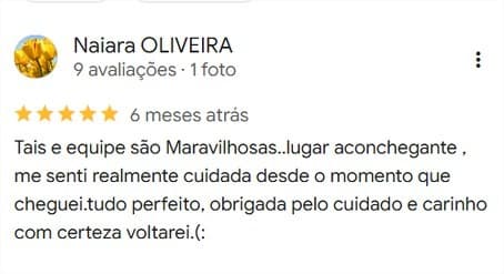 Avaliação de Naiara Oliveira no Google