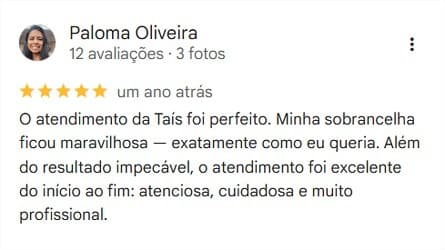 Avaliação de Paloma Oliveira no Google